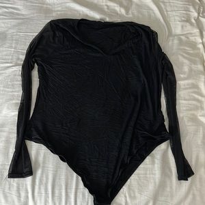 ASOS Black Mesh Long Sleeve Bodysuit Sz 18